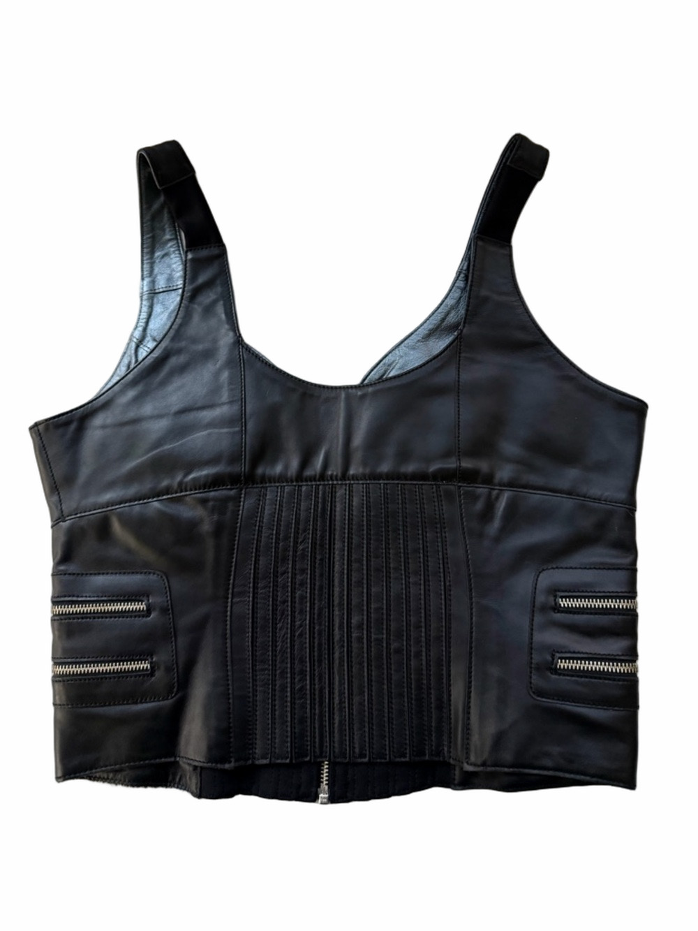 Harley Davidson Black Leather Motorcycle Biker Corset Vest Jacket Size 10 Zip Up - Picture 4 of 9